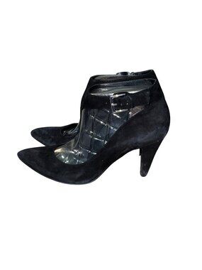 Nine West Women’s 8.5M Black Suede Pointed Toe Ankle Strap Heels Used